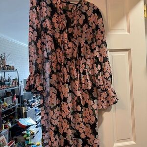 Banana Republic Floral Black and Pink Dress
